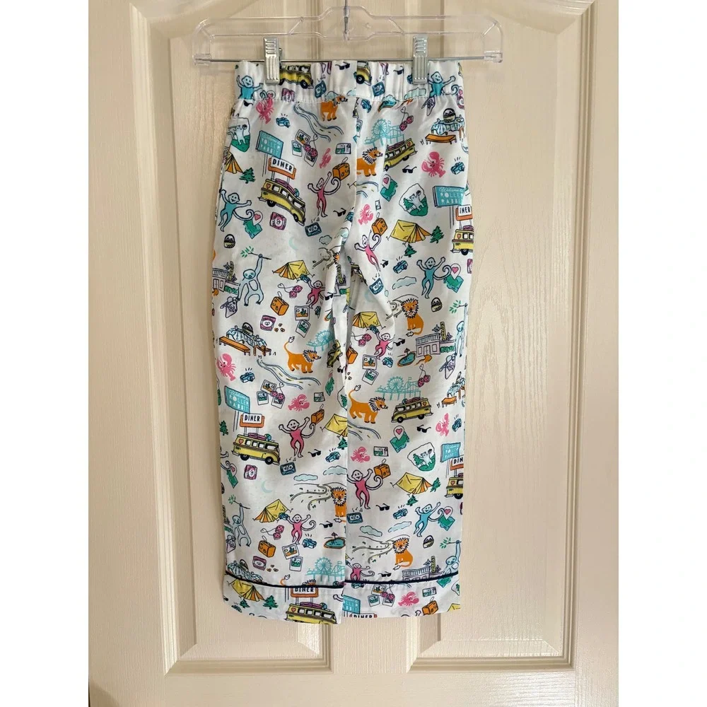 Roller Rabbit Target Boys Pajama‎ Pants White Road Trip Safari Print XS 4/5 NWT